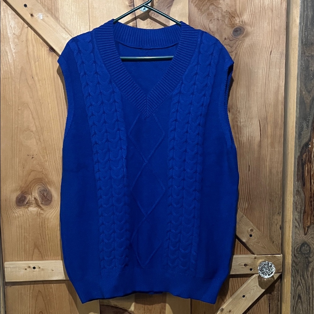 Blue Cable Knit Women's Sweater Vest